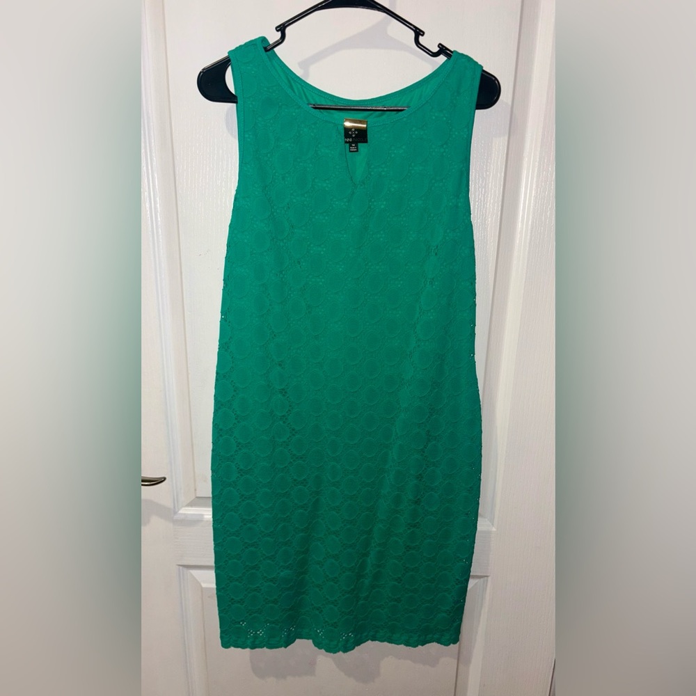 Ronni Nicole Turquoise Lace Midi Dress